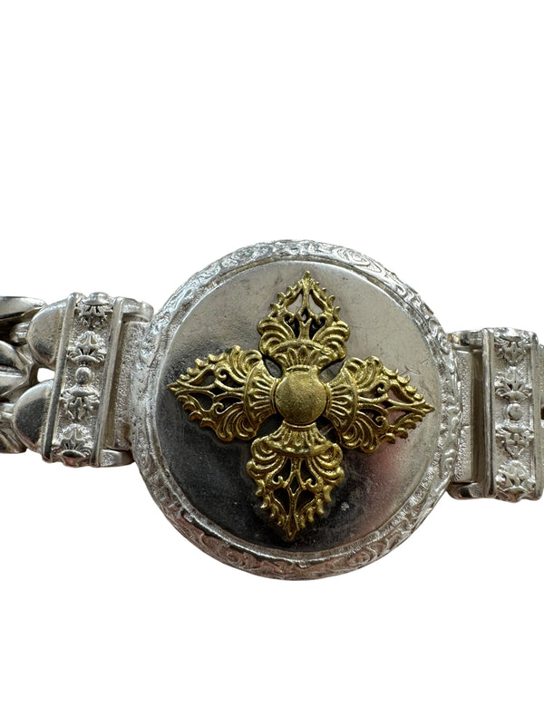 GOLD CROSS MEDALLION BRACELET, alternate view