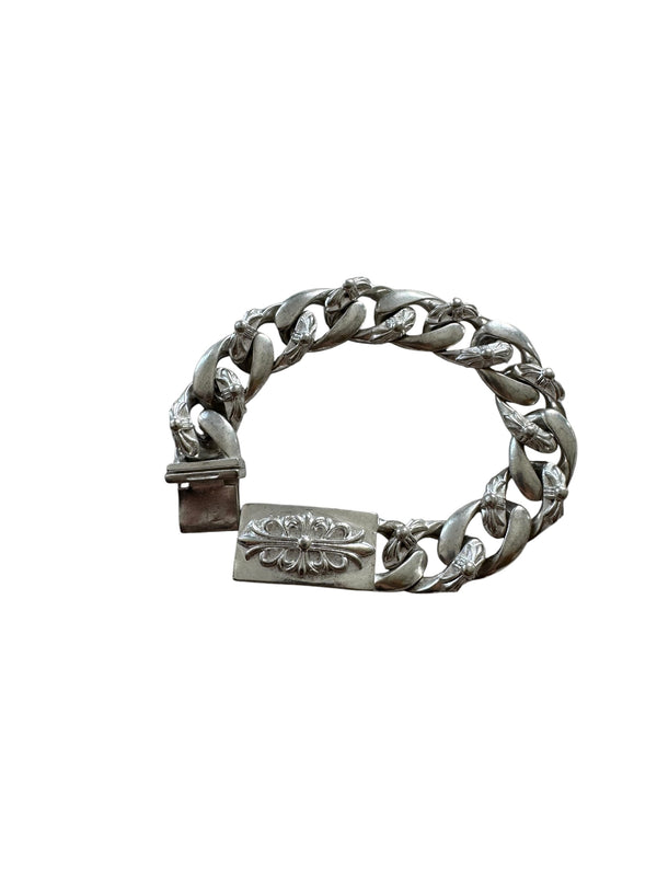 FLORAL CROSS PLAQUE BRACELET