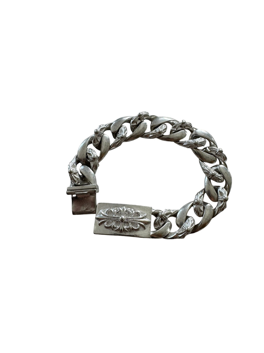 FLORAL CROSS PLAQUE BRACELET