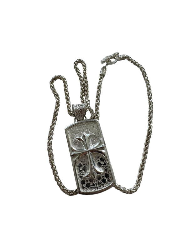 FLORAL CROSS TAG NECKLACE